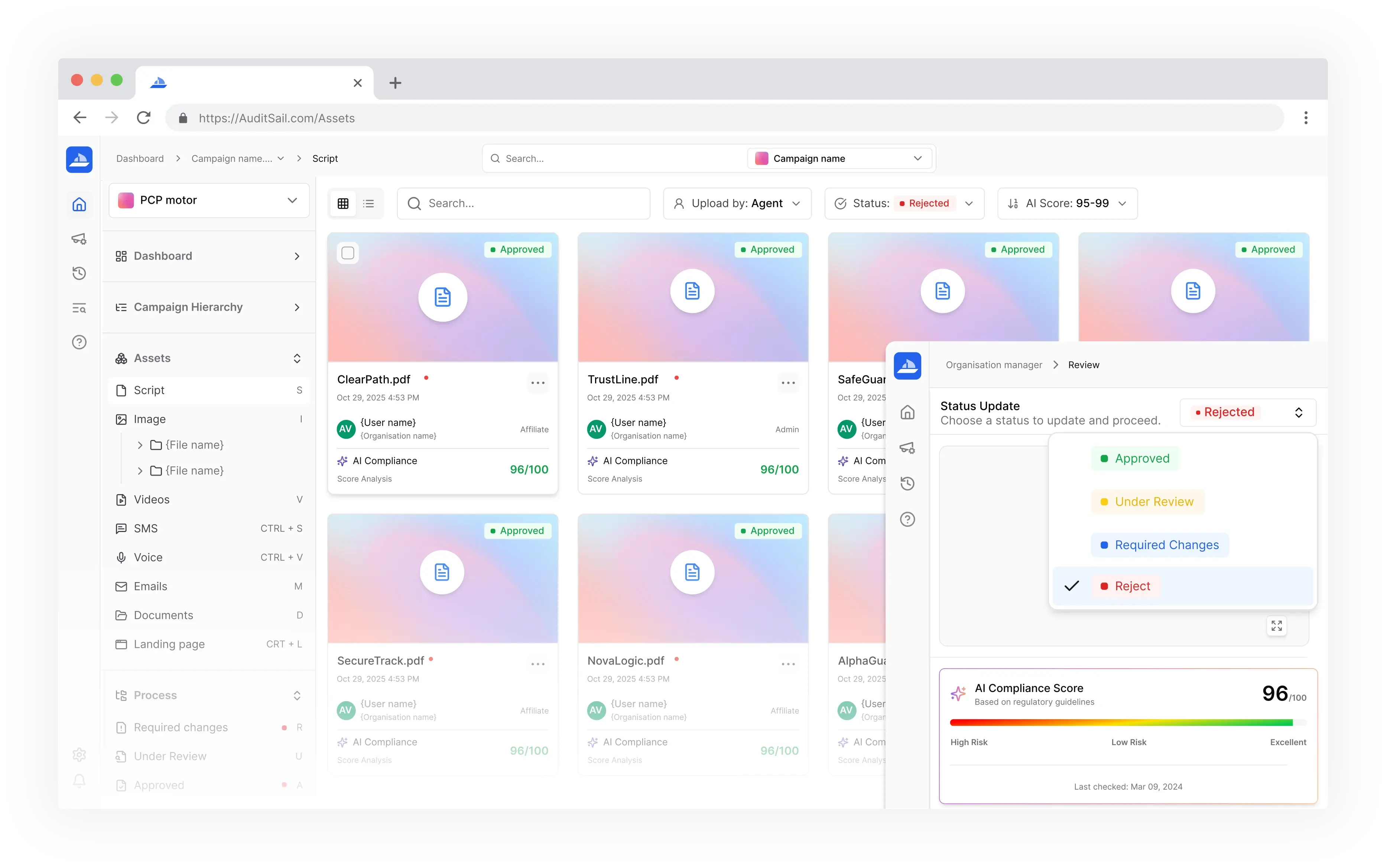 AuditSail dashboard